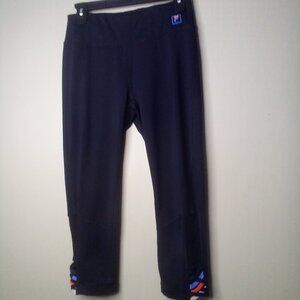 Fila Capri Leggings Women M Sport Active Leg Cut-Out Zip Pocket Black